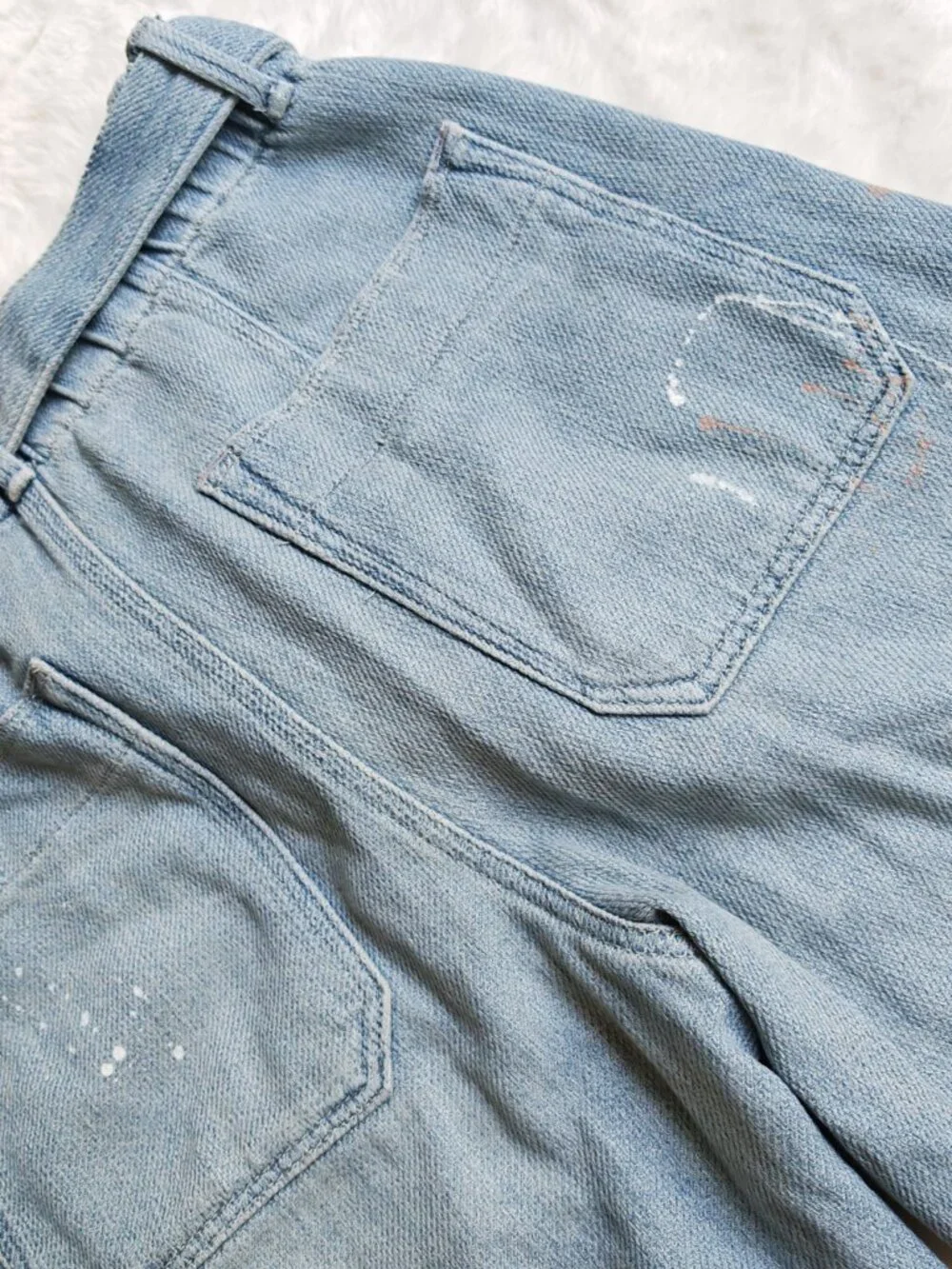 Free People We The Free Pavement Artist Slouchy Cropped Jeans XS Light Wash Belt